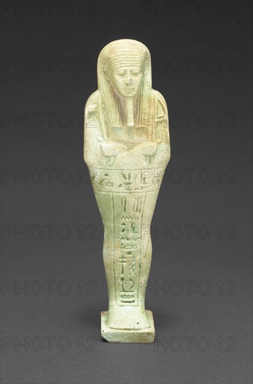 Shabti of Horu, Saite Period, Dynasty 26 (664–525 BC), Egyptian, Egypt, Faience, 13 × 3.9 × 3 cm (5 1/8 × 1 1/2 × 1 1/8 in.)