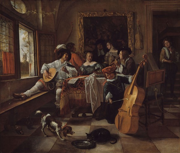 The Family Concert, 1666, Jan Steen, Dutch, 1626–1679, Holland, Oil on canvas, 86.6 × 101 cm (34 1/8 × 39 3/4 in.)