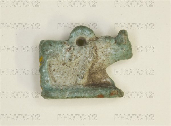 Amulet of a Hathor Cow, Third Intermediate Period, Dynasty 21–25 (1070–656 BC), Egyptian, Egypt, Faience, 1.5 × 2 × 0.75 cm ( 9/16 × 3/4 × 1/4 in.)