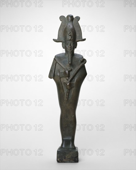 Statuette of Osiris, Late Period, Dynasty 26–30 (664–332 BC), Egyptian, Egypt, Copper alloy, 27 × 6.75 × 4.5 cm (10 5/8 × 2 5/8 × 1 3/4 in.)