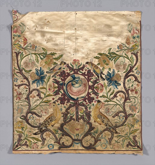 Panel (formerly Cover from a Sedan Chair), c. 1720, France, silk compound weave, brocaded, 76.2 × 67.3 cm (30 × 26 1/2 in.)