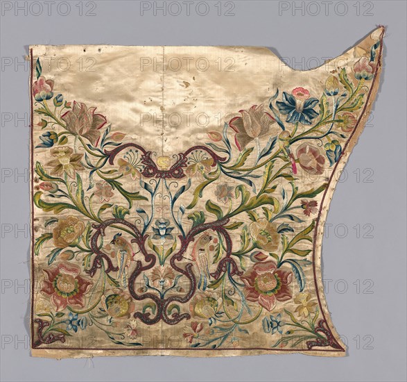 Panel (formerly Cover from a Sedan Chair), c. 1720, France, silk compound weave, brocaded, 77.5 × 82.5 cm (30 1/2 × 32 1/2 in.)