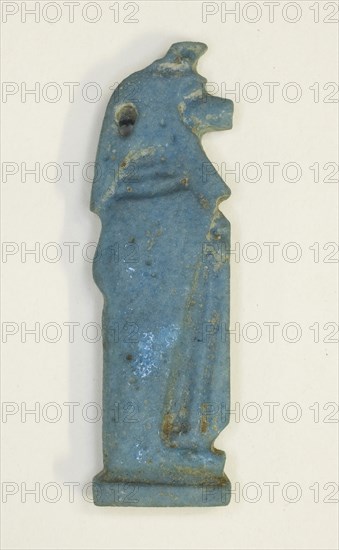 Amulet of the God Duamutef (one of the four Sons of Horus), Third Intermediate Period, Dynasty 21–25 (1070–656 BC), Egyptian, Egypt, Faience, 3.8 × 1.3 × 0.5 cm (1 1/2 × 1/2 × 3/16 in.)