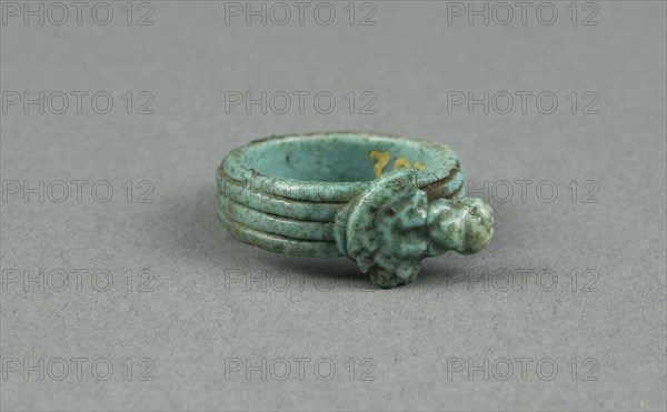 Ring: Aegis of Sekhmet/Bastet, New Kingdom–Third Intermediate Period, Dynasty 15–25 (about 1550–664 BC), Egyptian, Egypt, Faience, W. 1 cm (3/8 in.), diam. 2.5 cm (1in.)