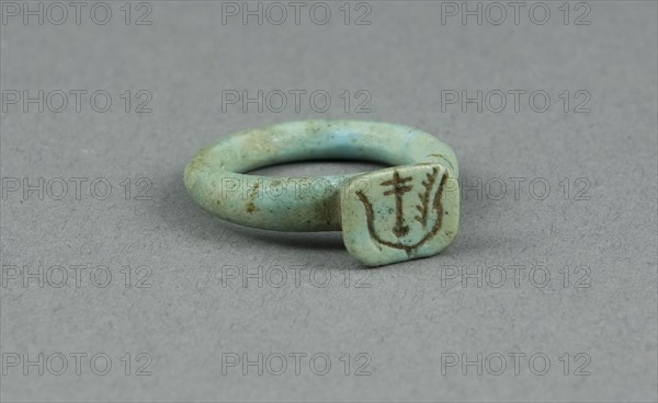 Ring: Bezel inscribed Happy New Year, Late Period, Dynasty 26 (about 665–545 BC), Egyptian, Egypt, Faience, W. 1 cm (3/8 in.), diam. 2.75 cm (1 1/16 in.)