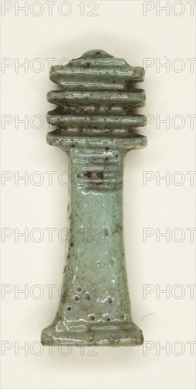 Amulet of a Djed Pillar, Third Intermediate Period–Ptolemaic Period (11th–7th centuries BC), Egyptian, Egypt, Faience, 2.25 × 0.75 × 0.5 cm (7/8 × 5/16 × 3/16 in.)