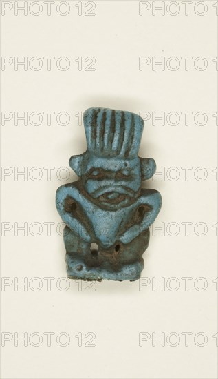 Amulet of the God Bes, Third Intermediate Period, Dynasty 21–25 (1070–656 BC), Egyptian, Egypt, Faience, 1.6 × 1 × 0.6 cm (5/8 × 3/8 × 1/4 in.)