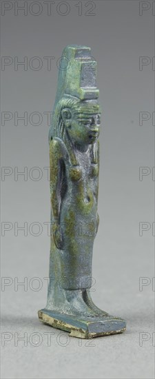 Amulet of the Goddess Isis, Third Intermediate Period, Dynasty 21–25 (1070–656 BC), Egyptian, Egypt, Faience, 5.2 × 1 × 1.6 cm (2 1/16 × 3/8 × 5/8 in.)