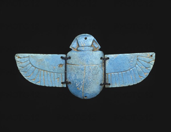 Winged Scarab Amulet, Late Period (664–332 BC), Egyptian, Egypt, Faience, 6.4 × 13 × 0.6 cm (2 1/2 × 5 1/8 × 1/4 in.)
