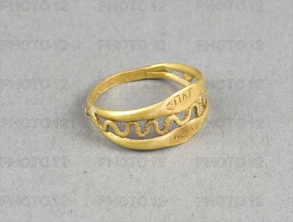 Openwork Ring, about 1st century AD, Greco-Roman, said to be found in Egypt, Egypt, Gold, H. 1 cm (3/8 in.), diam. 1.5 cm (9/16 in.)