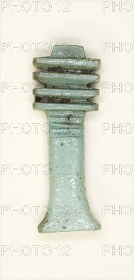 Amulet of a Djed Pillar, Third Intermediate Period–Ptolemaic Period (about 1069–30 BC), Egyptian, Egypt, Faience, 2.2 × 0.8 × 0.4 cm (7/8 × 3/8 × 1/8 in.)