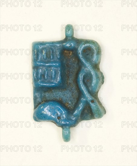 Plaque Amulet with the Name of the God Ptah, Third Intermediate Period, Dynasty 21–25 (1070–656 BC), Egyptian, Egypt, Faience, 1.5 × 1 × 0.2 cm (9/16 × 3/8 × 1/16 in.)