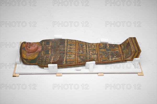 Coffin of Wenuhotep, Third Intermediate–Late Period, late Dynasty 25–early Dynasty 26 (about 700–600 BC), Egyptian, Egypt, Wood, pigment, 44.1 × 181 × 51.4 cm (17 3/8 × 71 1/4 × 20 1/4 in.)