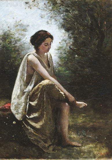 Wounded Eurydice, 1868/70, Jean-Baptiste-Camille Corot, French, 1796-1875, France, Oil on canvas, 55.9 × 41.3 cm (22 × 16 1/4 in.)