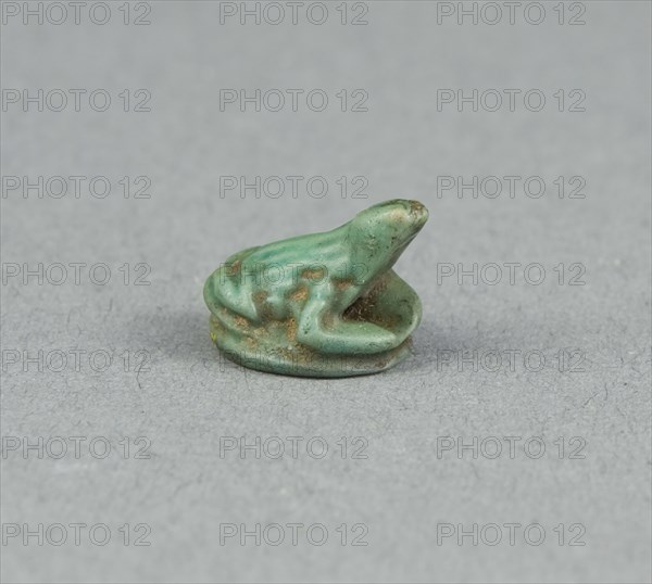 Scaraboid of a Frog, Ankh Sign on Underside, New Kingdom, Dynasty 18 (about 1550–1295 BC), Egyptian, Egypt, Faience, 1 × 1.3 × 1 cm (3/8 × 1/2 × 3/8 in.)