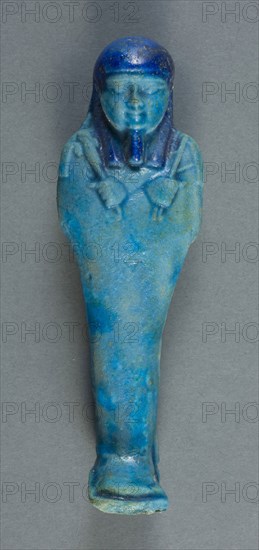 Shabti, Late Period, Dynasty 30 (380 BC–343 BC), Egyptian, Kaw el-Kebir, Egypt, Faience, 11.5 × 5 × 2.75 cm (4 1/2 × 2 × 1 in.)