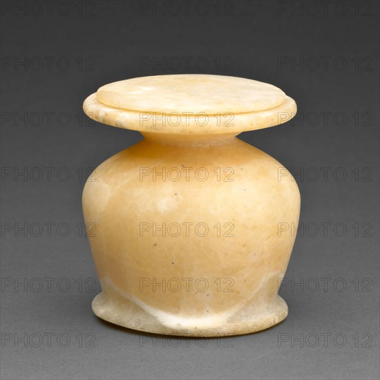 Kohl Jar with Lid, Middle Kingdom, Dynasty 12 (about 1985–1773 BC), Egyptian, Egypt, Egyptian alabaster, a (jar):  7.1 × 6.8 × 7 cm (2 13/16 × 2 11/16 × 2 3/4 in.)