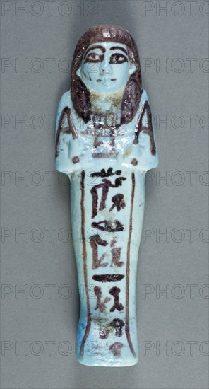 Shabti, Third Intermediate Period, Dynasty 21 (about 1069–945 BC), Egyptian, Egypt, Faience, 15.5 × 5 × 3 cm (6 × 2 × 1 3/16 in.)