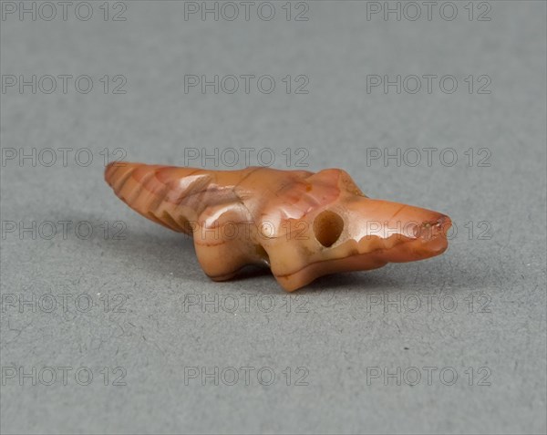 Amulet of a Crocodile, Middle Kingdom, Dynasty 12 (about 1985–1773 BC), Egyptian, Egypt, Carnelian, 3.2 × 1 × 0.6 cm (1 1/4 × 3/8 × 1/4 in.)