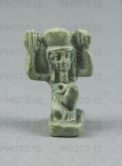 Amulet of the God Shu, Third Intermediate–Late Period (about 1070–332 BC), Egyptian, Egypt, Faience, 2.5 × 1.9 × 1.3 cm (1 × 3/4 × 1/2 in.)