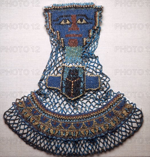 Bead Net Mummy Shroud, Saite Period, Dynasty 26 (664–525 BC), Egyptian, Egypt, Faience beads, 45.7 × 40 × 3.8 cm (18 × 15 3/4 × 1 1/2 in.)