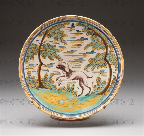 Charger, 17th century, Talavera de la Reina Potteries, Spanish, founded mid-16th century, Spain, Tin-glazed earthenware, 5.1 × 26.7 cm (2 × 10.5 in.)