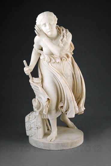 Nydia, The Blind Flower Girl of Pompeii, modeled 1855–56, carved 1858, Randolph Rogers, American, 1825–1892, Rome, Marble, 130.8 × 64.1 × 91.4 cm (51 1/2 × 25 1/4 × 36 in.)