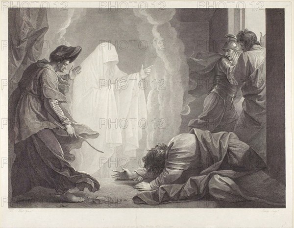 Saul and the Witch of Endor, 1788, William Sharp (English, 1749-1824), after Benjamin West (American, 1738-1820), United States, Engraving on paper, 490 x 515 mm