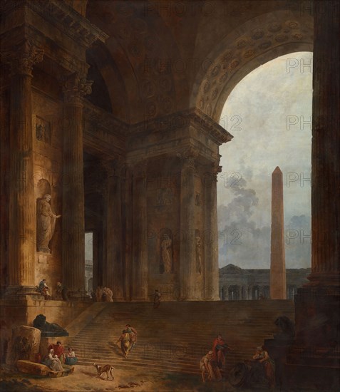 The Obelisk, 1787/88, Hubert Robert, French, 1733-1808, France, Oil on canvas, 255.6 × 223.5 cm (100 7/8 × 88 in.)