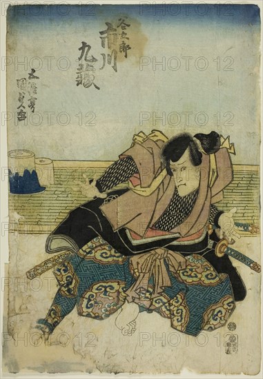The actor Ichikawa Kuzo II as Tanigoro, c. 1842, Utagawa Kunisada II (Kunimasa III, Toyokuni IV), Japanese, 1786-1864, Japan, Color woodblock print, oban