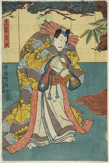 The actor Ichikawa Danjuro VIII as Mashiba Hisatsugu, 1851, Utagawa Kunisada I (Toyokuni III), Japanese, 1786-1864, Japan, Color woodblock print, left sheet of oban diptych