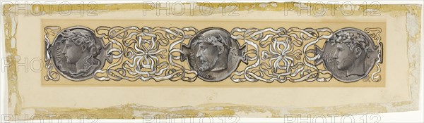 What Wreath for Lamia? What for Lycius? What for the Sage, 1885/88, Will Hicock Low, American, 1853-1932, United States, Black, gray and white gouache on cream card (discolored to tan), 105 x 376 mm