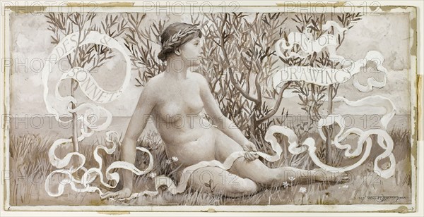 Odes and Sonnets List of Drawings, 1887, Will Hicock Low, American, 1853-1932, United States, Brown and white gouache on tan wood-pulp laminate board, 183 x 367 mm