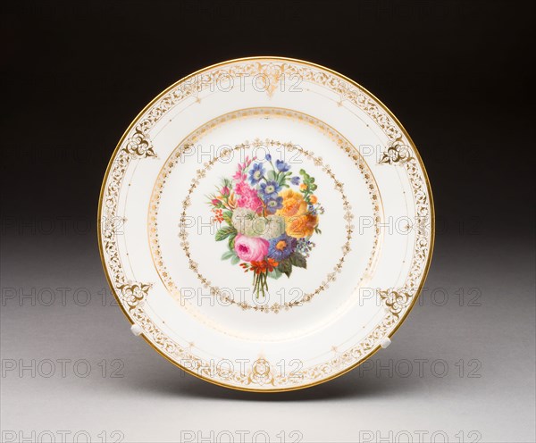 Plate, 1845/46, Sèvres Porcelain Manufactory, French, founded 1740, Sèvres, Hard-paste porcelain with polychrome enamels and gilding, 2.2 x 22.7 cm (7/8 x 8 15/16 in.)