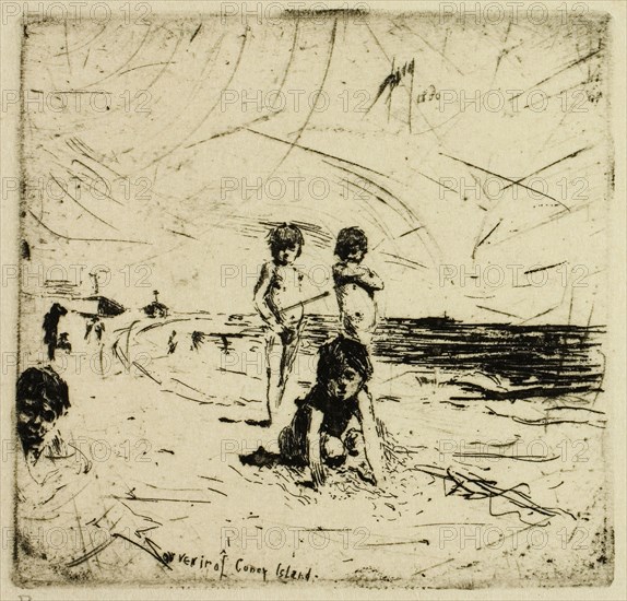 Souvenir of Coney Island, 1880, Robert Frederick Blum, American, 1857-1903, United States, Etching on cream wove paper, 69 x 72 mm (image/plate), 331 x 240 mm (sheet)