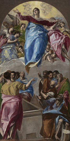 The Assumption of the Virgin, 1577–79, Domenikos Theotokopoulos, called El Greco, (Greek, active in Spain, 1541–1614), Spain, Oil on canvas, 403.2 × 211.8 cm (158 3/4 × 83 3/4 in.)