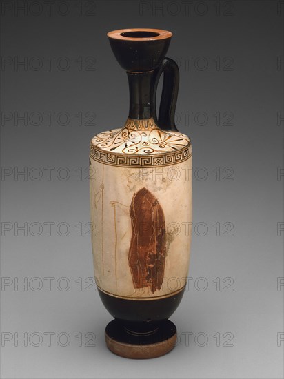 Lekythos (Oil Jar), About 445/440 BC, Attributed to the Achilles Painter, Greek, Athens, Athens, terracotta, decorated in the white-ground technique, H. 30.8 cm (12 1/8 in.), diam. 9.8 cm (3 7/8 in.)