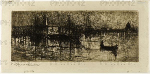 Rainy Night, 1880/ 1882, Otto Henry Bacher, American, 1856-1909, United States, Etching on cream China paper, 127 x 316 mm (image/plate), 180 x 365 mm (sheet)