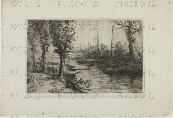The Canal: Morning, c. 1877, Alphonse Legros, French, 1837-1911, France, Etching and drypoint on light gray laid paper, 170 × 256 mm (plate), 248 × 368 mm (sheet)