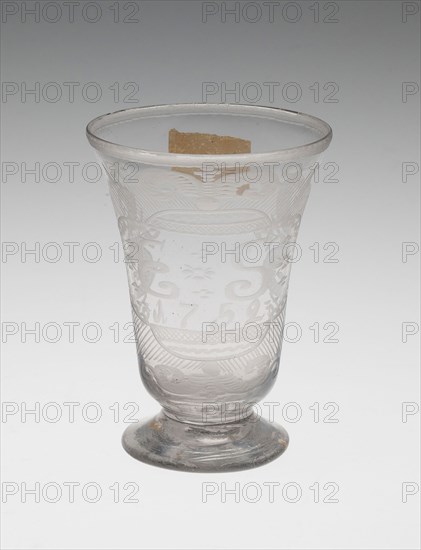 Hogarth Cordial Glass, 1752, England, Glass, H. 9.5 cm (3 3/4 in.)