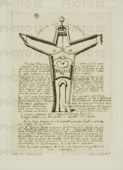 Lunar Law, No. 2, 1866, Charles Meryon, French, 1821-1868, France, Etching in warm black with some printing à la poupée in red ink, on ivory laid paper, 122 × 90 mm (image), 122 × 90 mm (plate), 158 × 109 mm (sheet)