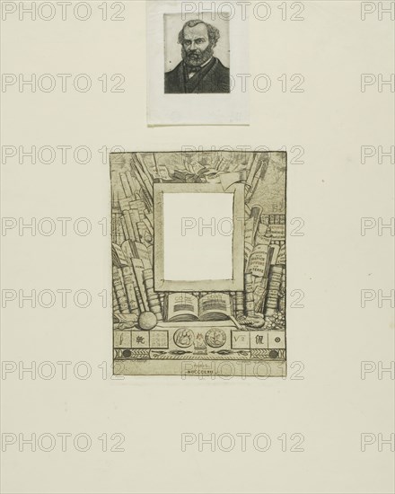 Design for a Frame for the Portrait of Armand Guéraud, 1862, Charles Meryon (French, 1821-1868), printed by A. Beillet (French, 19th century), France, Etching in warm black with some printing à la poupée in copper ink, on ivory laid paper, 166 × 131 mm (image, including stray marks), 170 × 136 mm (plate), 371 × 302 mm (sheet)