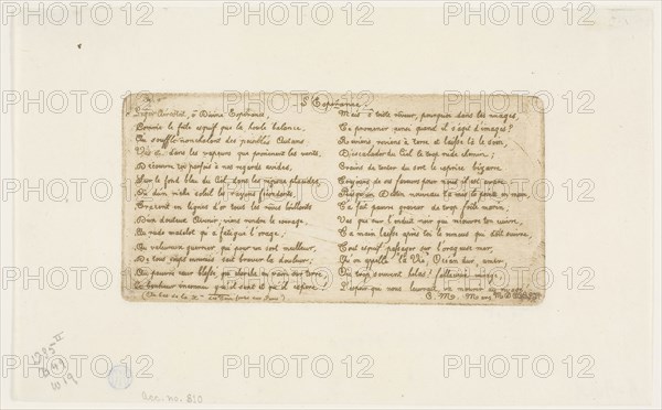 L’Esperance (verse to accompany Pont-au-Change), 1854, Charles Meryon, French, 1821-1868, France, Etching in brown on ivory laid paper, 63 × 126 mm (image), 63 × 126 mm (plate), 119 × 190 mm (sheet)