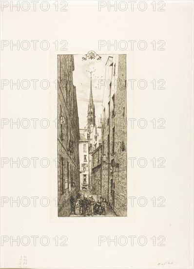 Chantrey Street, Paris, 1862, Charles Meryon, French, 1821-1868, France, Etching on ivory laid paper, 287 × 120 mm (image), 300 ×149 mm (plate), 452 × 323 mm (sheet)
