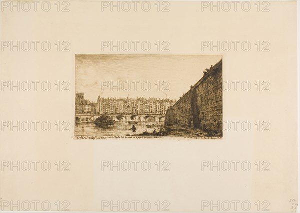Pont-au-Change, Paris, about 1784, 1855, Charles Meryon (French, 1821-1868), after Victor Jean Nicolle (French, 1754-1826), France, Etching in dark brown on cream wove paper, 131 × 227 mm (image), 136 × 237 mm (plate), 322 × 456 mm (sheet)