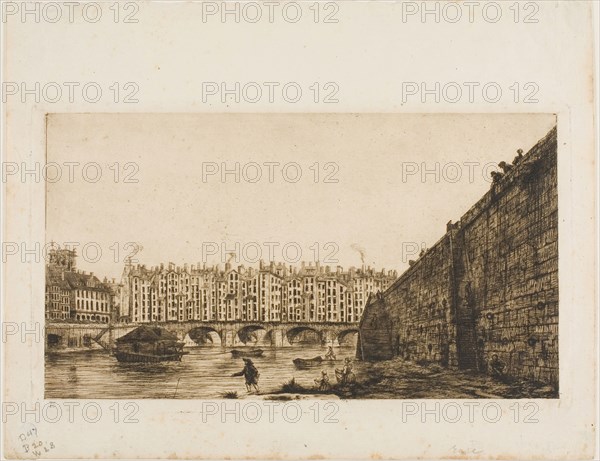 Pont-au-Change, Paris, about 1784, 1855, Charles Meryon (French, 1821-1868), after Victor Jean Nicolle (French, 1754-1826), France, Etching on ivory laid paper, 135 × 232 mm (image, including stray marks), 136 × 238 mm (plate), 202 × 259 mm (sheet)