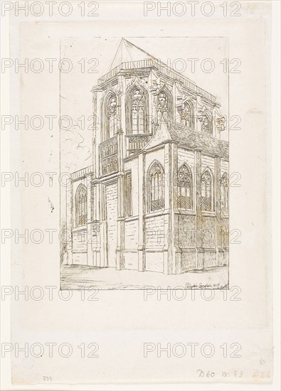 The Apse of the Church of St Martin-sur-Renelle, Paris, 1860, Charles Meryon (French, 1821-1868), after Polyclés Langlois (French, 1814-1872), France, Etching on ivory laid paper, 153 × 109 mm (image), 187 × 148 mm (plate), 229 × 159 mm (sheet)