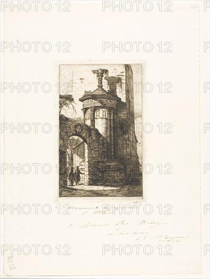 Entrance to the French Capuchin Monastery in Athens, 1854, Charles Meryon (French, 1821-1868), after Jacques Le Bas (French, 1707-1783), France, Etching and drypoint on ivory laid paper, 190 × 125 mm (image), 190 × 125 mm (plate), 361 × 265 mm (sheet)