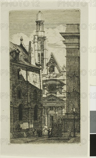 Church of St. Etienne du Mont, Paris, 1852, Charles Meryon, French, 1821-1868, France, Etching on verdâtre (greenish) laid paper, 243 × 130 mm (image), 243 × 130 mm (plate), 278 × 158 mm (sheet)