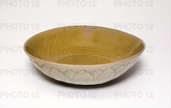 Bowl with Lotus Design, Goryeo dynasty (918–1392), Korea, Korea, Celadon-glazed stoneware with underglaze carved decoration, H. 5.8 cm (2 1/4 in.), diam. 17.9 cm (7 1/16 in.)